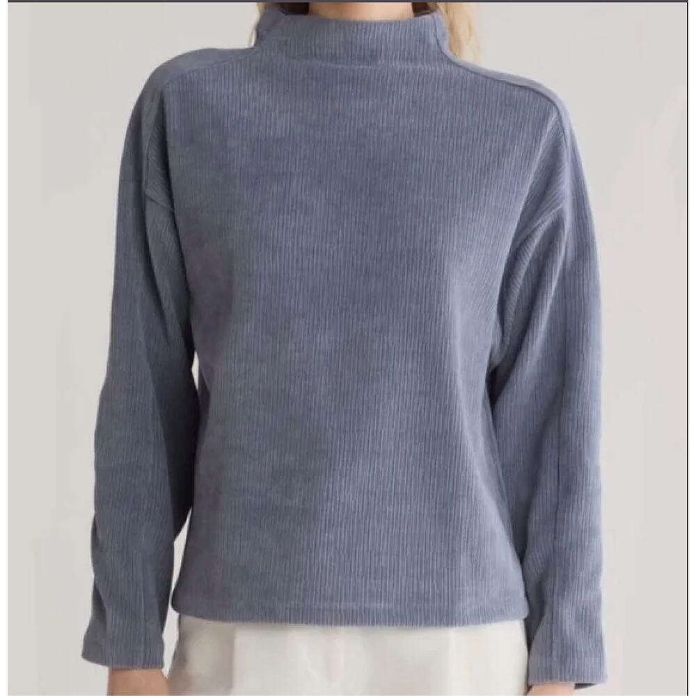 Madewell Ribbed Long Sleeve Crewneck Top Blue Size XL